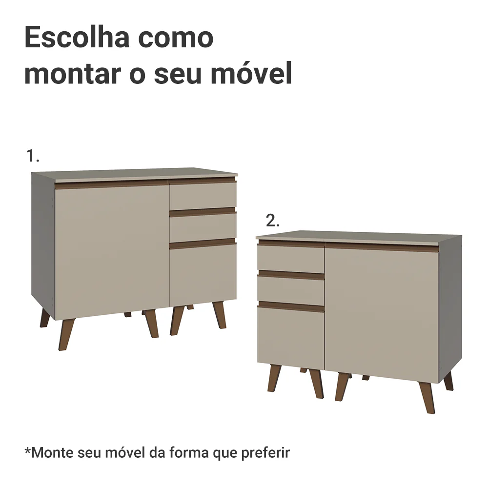 Gabinete para Banheiro 100cm 1 Porta 3 Gavetas Crema Nice Madesa 04 - Image 5