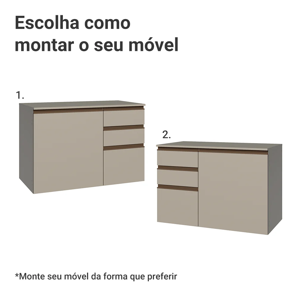 Gabinete Suspenso para Banheiro 100cm 1 Porta 3 Gavetas Crema Nice Madesa 03 - Image 5