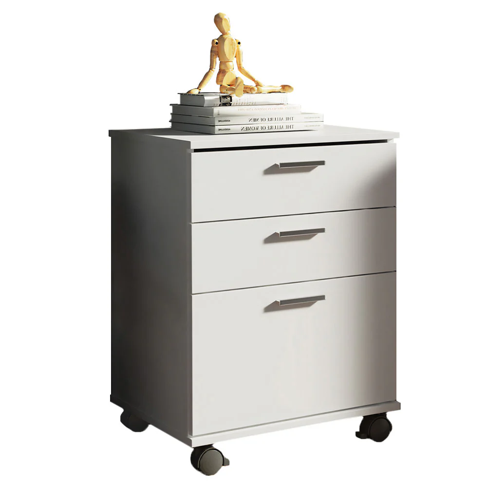 Gaveteiro Organizador para Escritório 3322 Madesa 3 Gavetas com Rodinhas Branco - Image 2