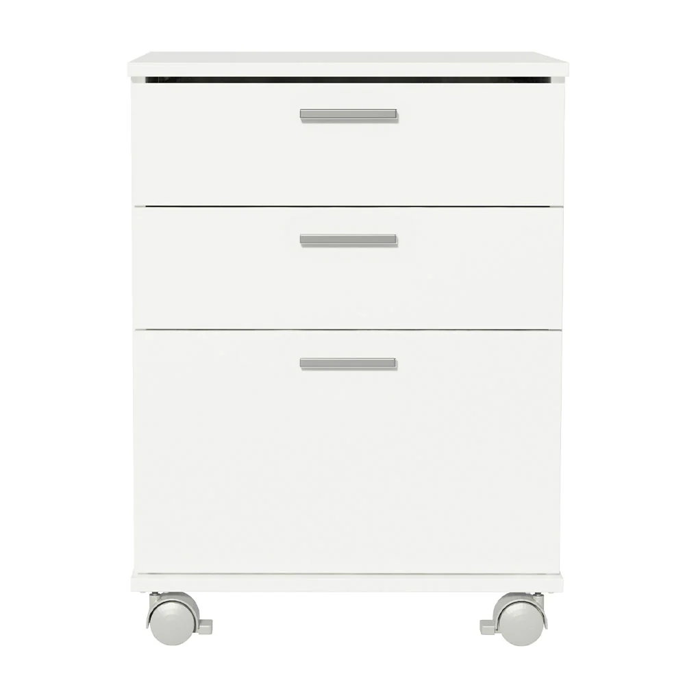 Gaveteiro Organizador para Escritório 3322 Madesa 3 Gavetas com Rodinhas Branco - Image 7