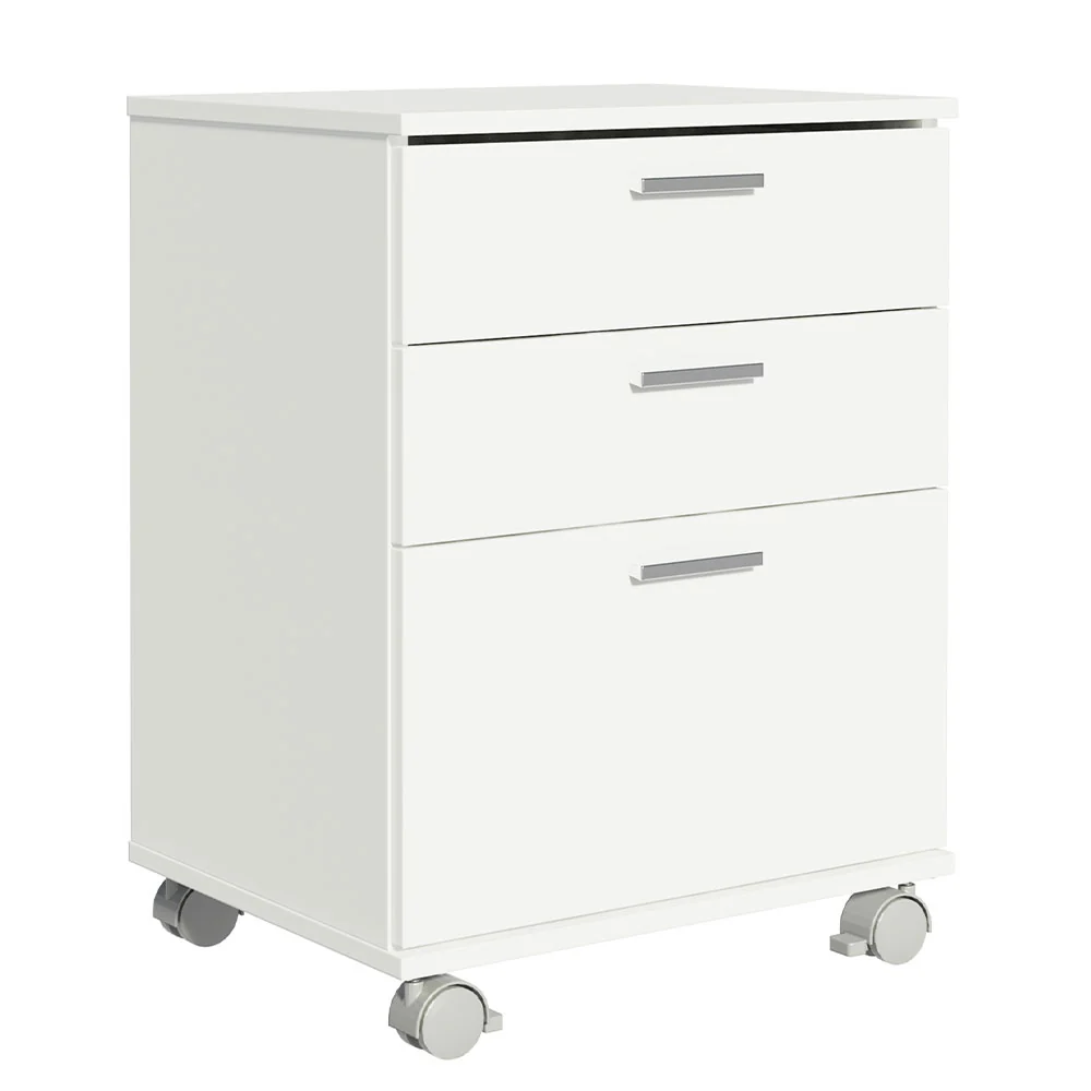 Gaveteiro Organizador para Escritório 3322 Madesa 3 Gavetas com Rodinhas Branco - Image 9