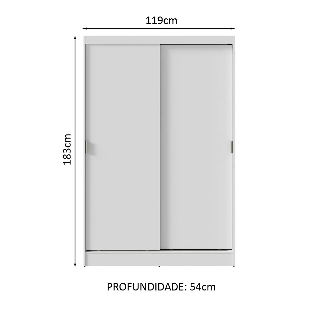 Guarda-Roupa 2 Portas de Correr Branco Max Madesa - Image 3