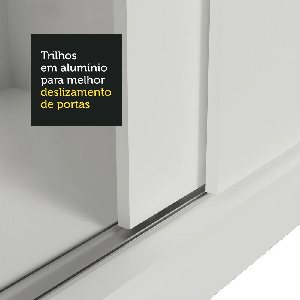 Guarda-Roupa 2 Portas de Correr com Espelho Branco Max Madesa - Image 8