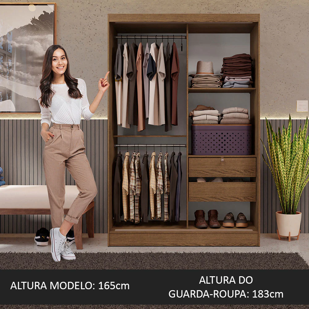 Guarda-Roupa 2 Portas de Correr Rustic Max Madesa - Image 4