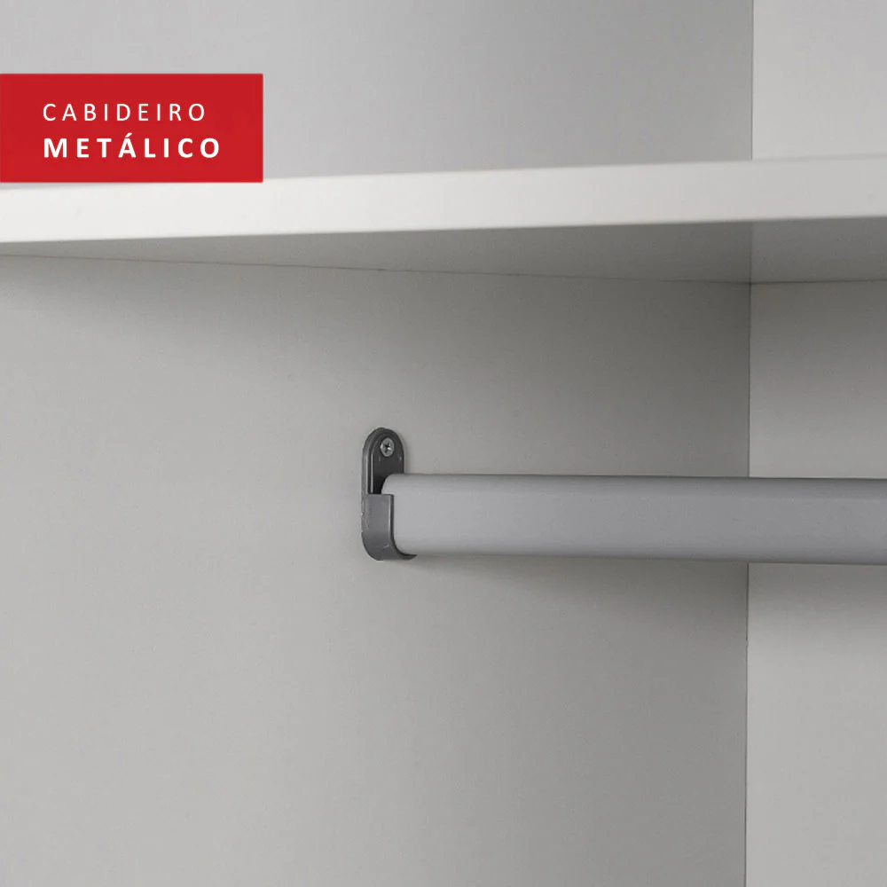 Guarda-Roupa Casal 100% MDF Madesa Eros 3 Portas de Correr com Espelhos Branco - Image 8