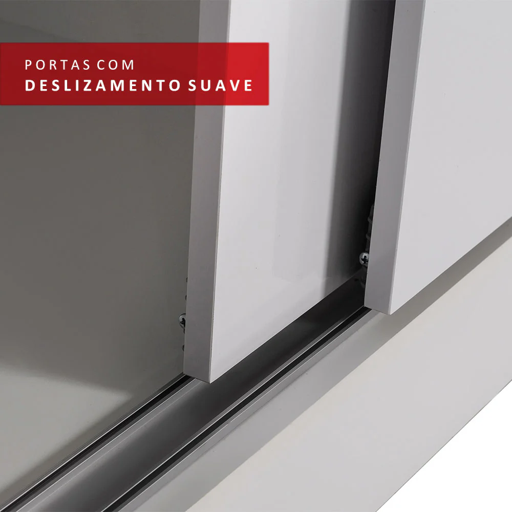 Guarda-Roupa Casal 100% MDF Madesa Eros 3 Portas de Correr com Espelhos Branco - Image 9