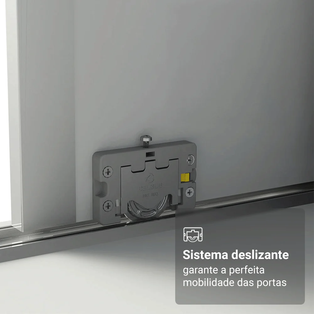 Guarda-Roupa Casal 100% MDF 3 Portas de Correr Branco Royale Madesa - Image 7