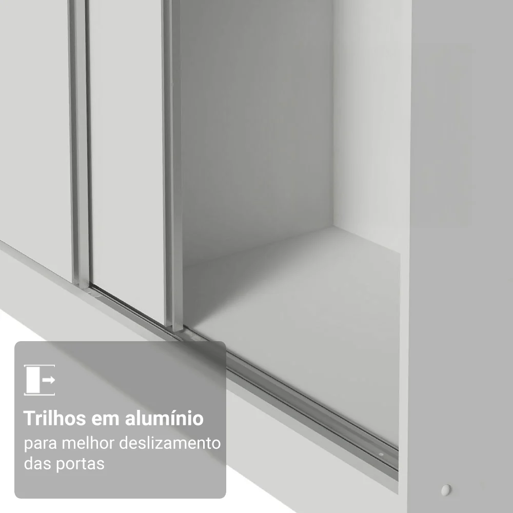 Guarda-Roupa Casal 100% MDF 3 Portas de Correr Branco Royale Madesa - Image 8