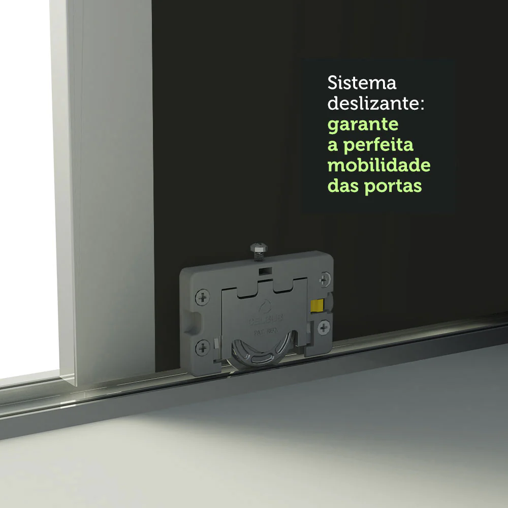 Guarda-Roupa Casal 100% MDF Madesa Royale 3 Portas de Correr Branco/Branco/Preto - Image 6
