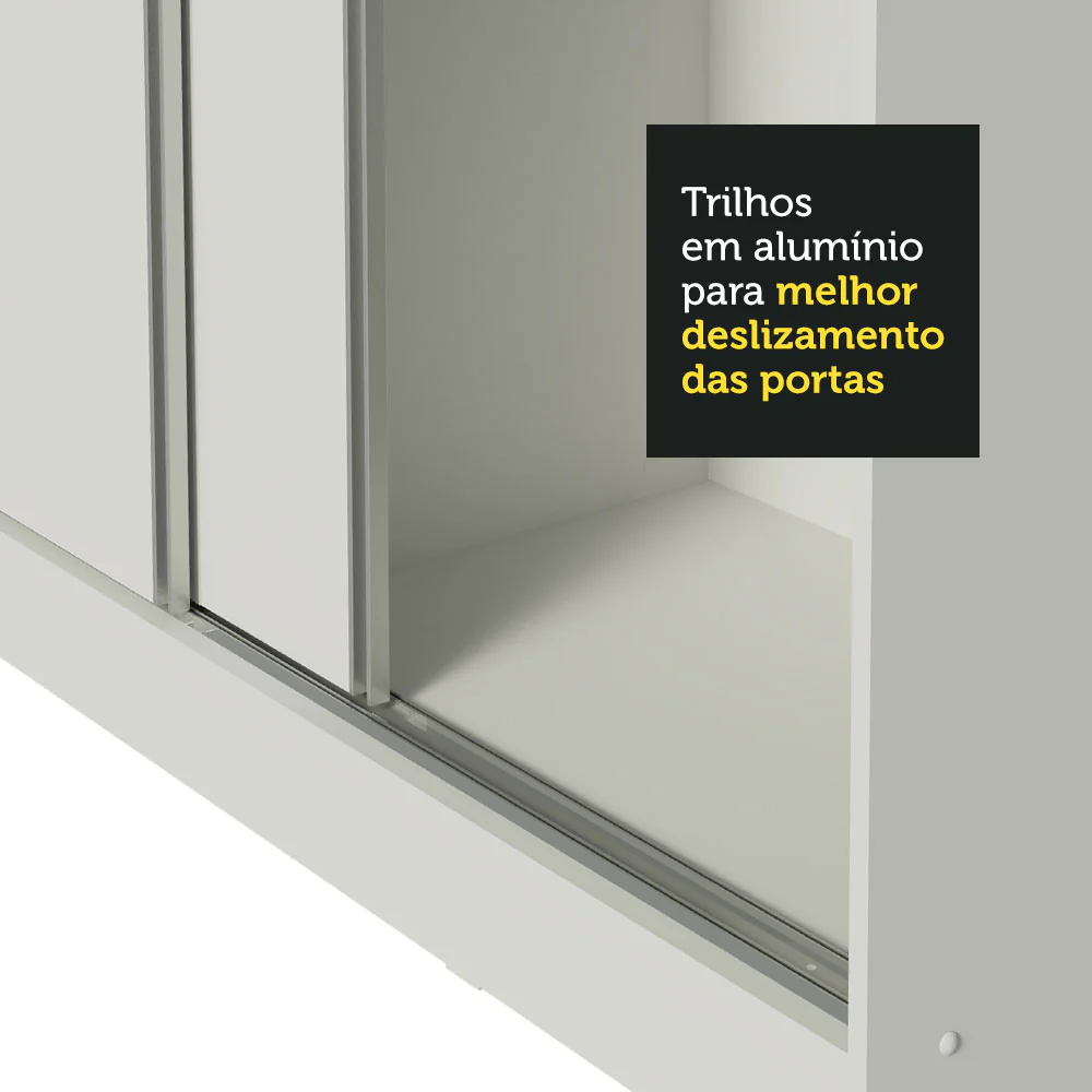 Guarda-Roupa Casal 100% MDF Madesa Royale 3 Portas de Correr Branco/Branco/Preto - Image 8