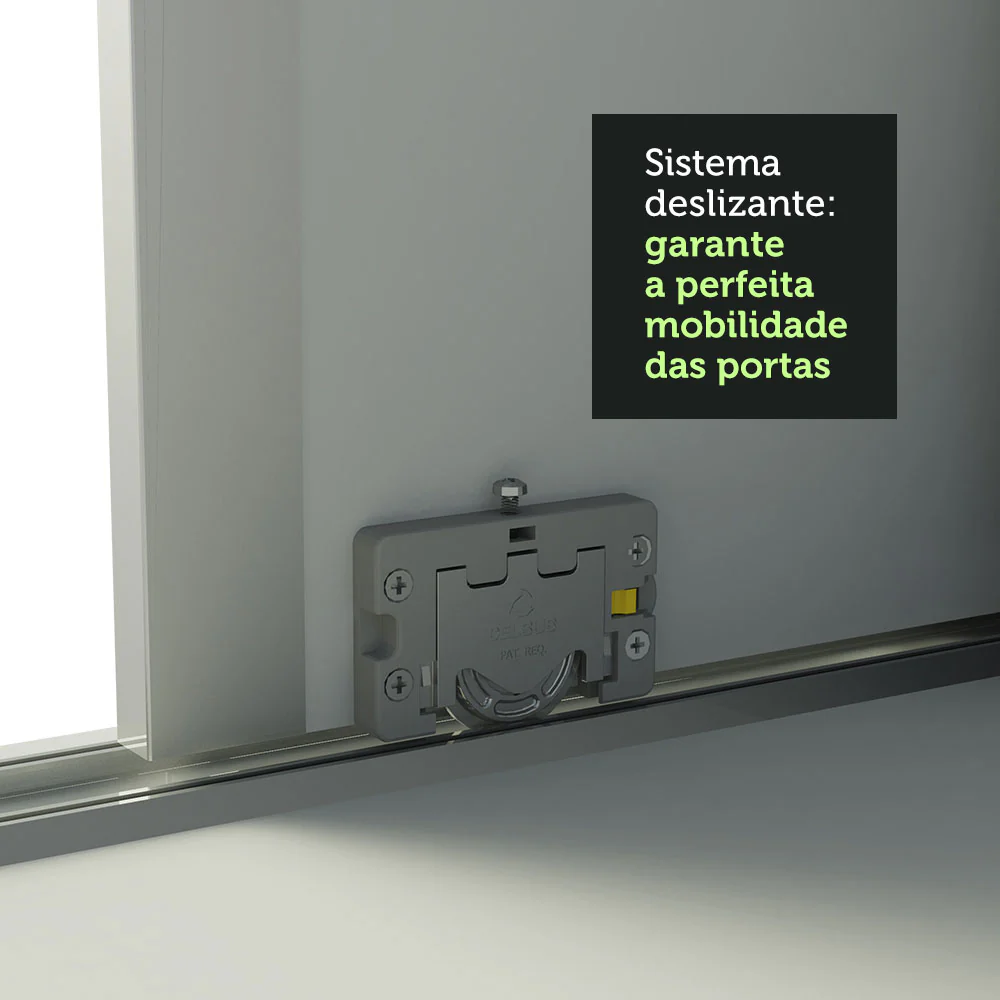 Guarda-Roupa Casal 100% MDF Madesa Royale 3 Portas de Correr Branco/Preto - Image 6