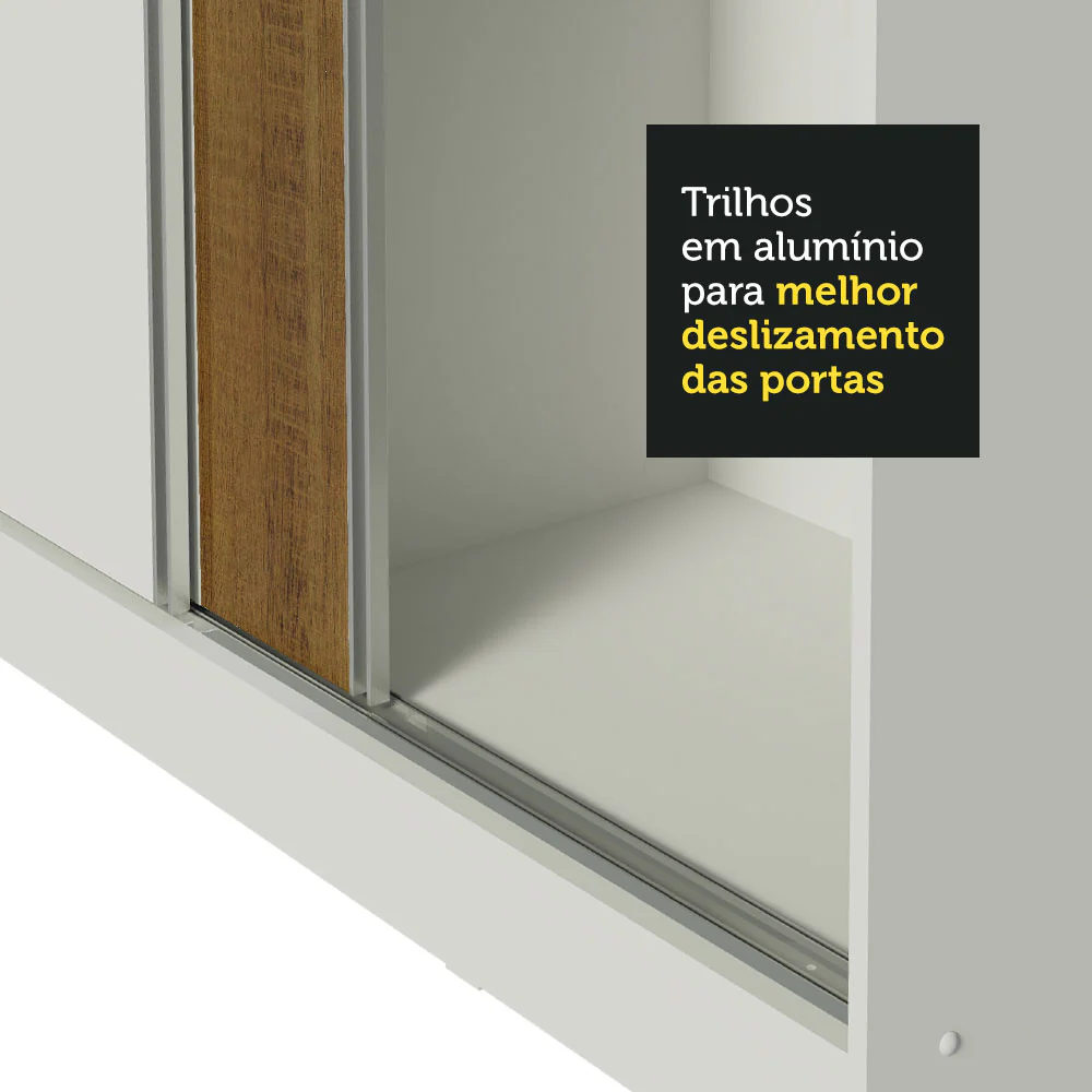 Guarda-Roupa Casal 100% MDF Madesa Royale 3 Portas de Correr Branco/Rustic/Branco - Image 8