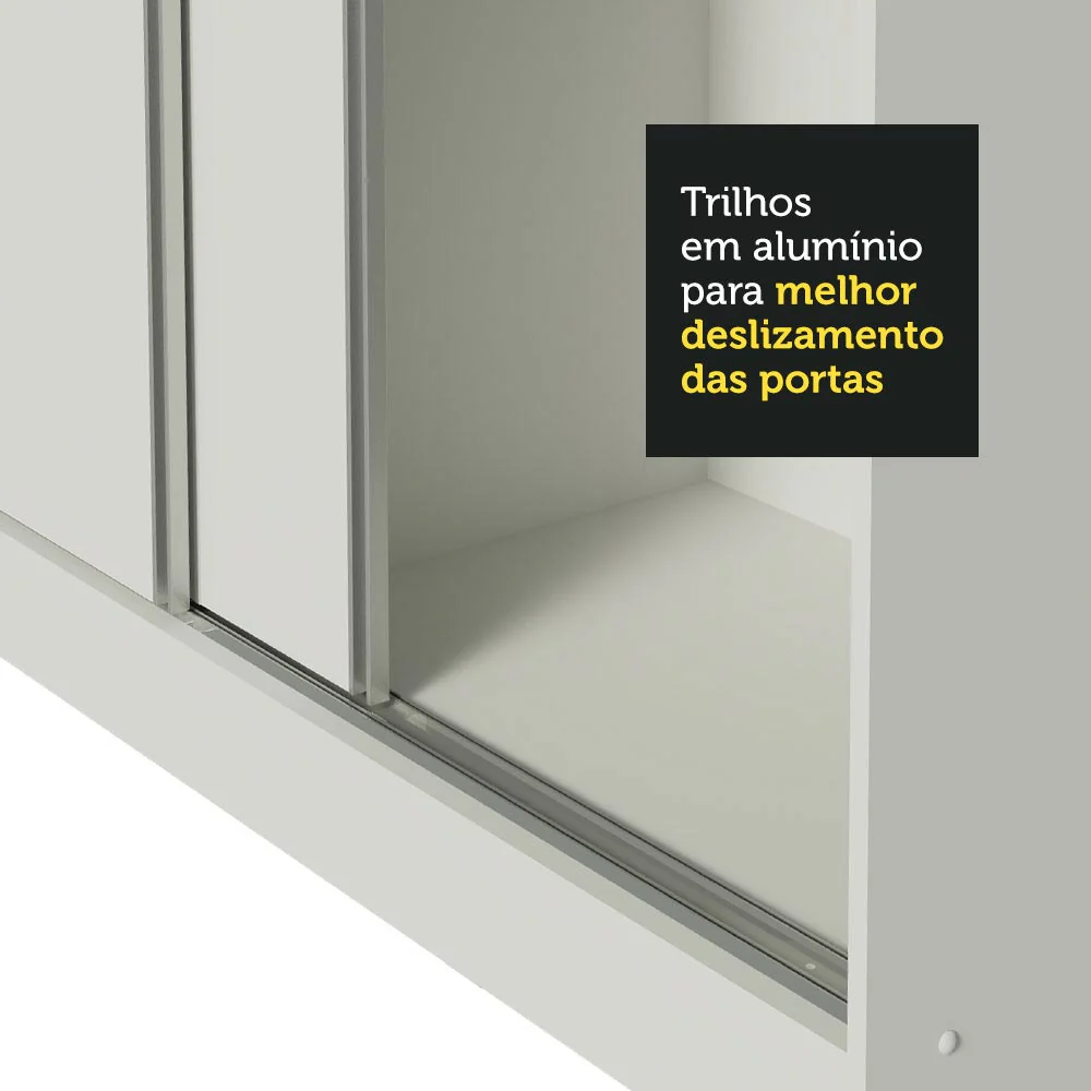 Guarda-Roupa Casal 100% MDF Madesa Royale 3 Portas de Correr com Espelhos com Pés Branco - Image 8