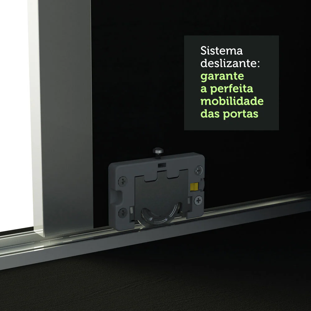 Guarda-Roupa Casal 100% MDF Madesa Royale 3 Portas de Correr com Espelho Preto/Branco - Image 6