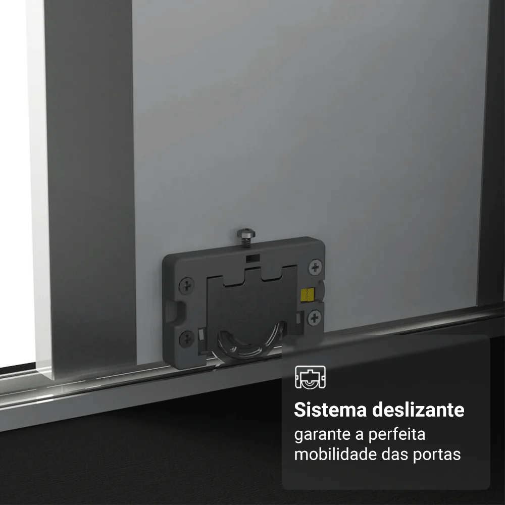 Guarda-Roupa Casal 100% MDF 3 Portas de Correr com Espelho Preto/Rustic Madesa Royale - Image 5