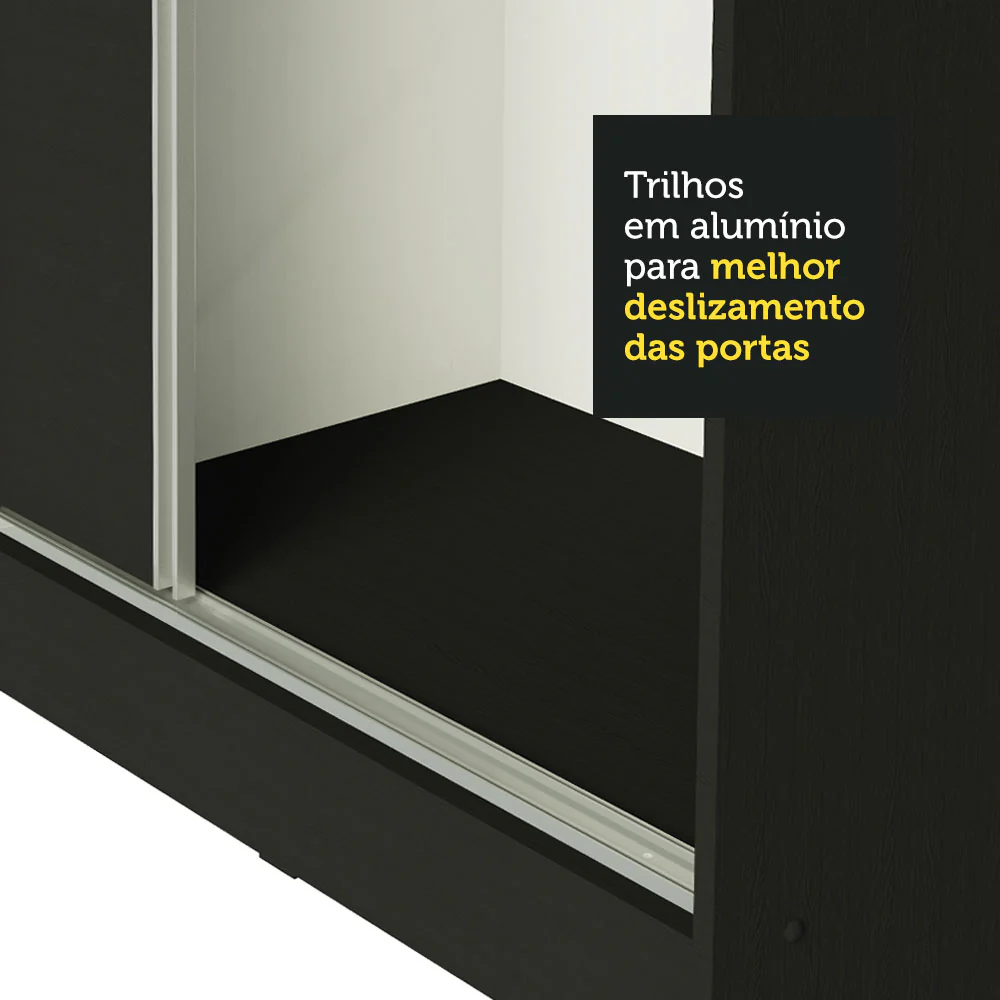 Guarda-Roupa Casal 100% MDF Madesa Royale 3 Portas de Correr com Espelho Preto XP - Image 10