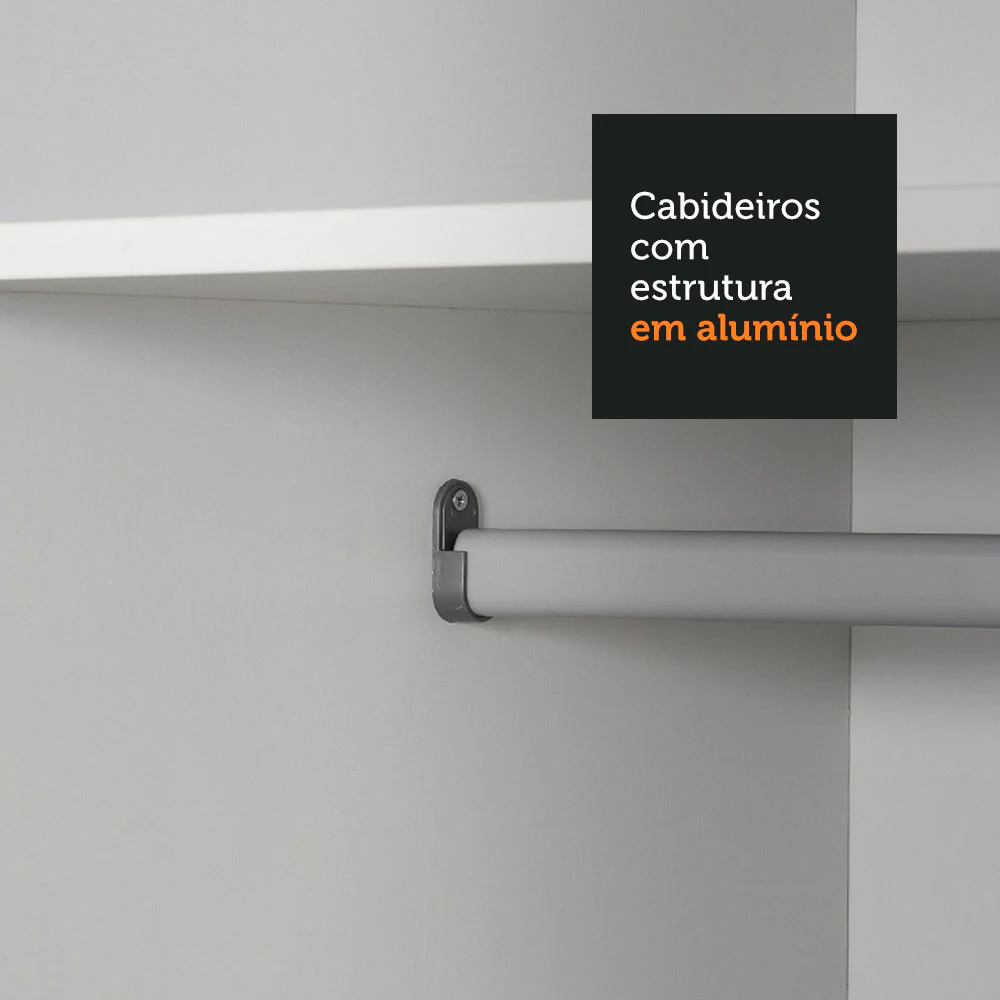 Guarda-Roupa Casal 100% MDF Madesa Royale 3 Portas de Correr com Espelhos Branco/Preto - Image 7
