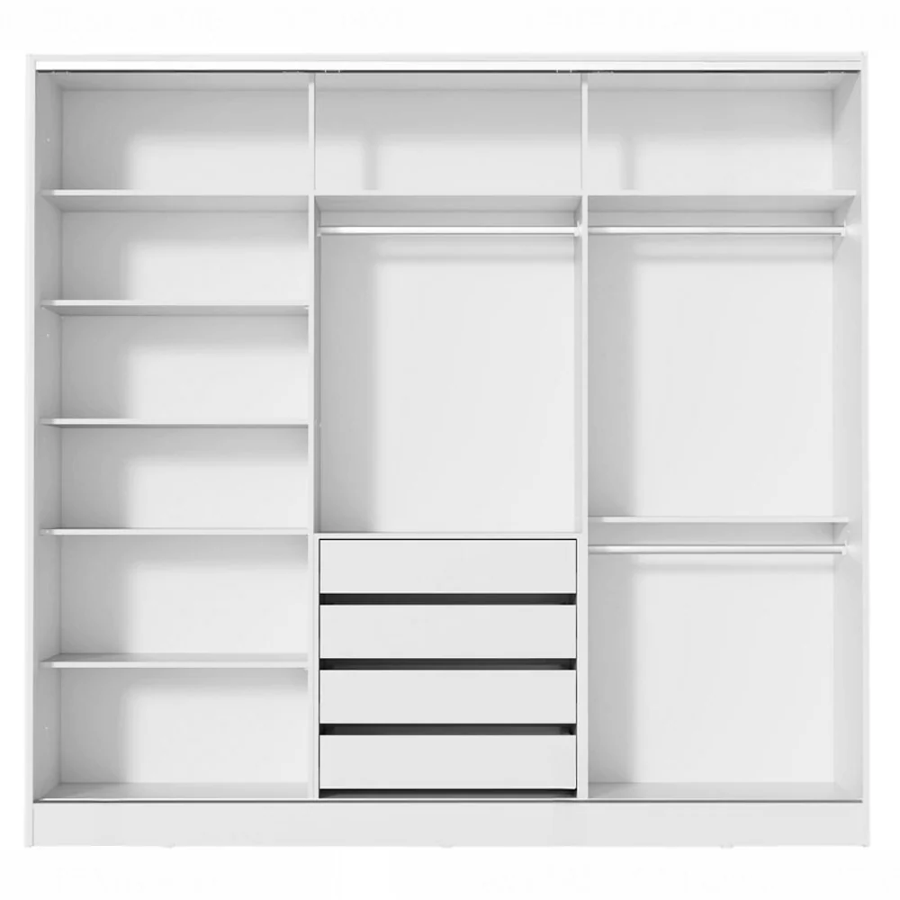 Guarda-Roupa Casal 3 Portas de Correr Branco 100% MDF Madesa Zurique - Image 9