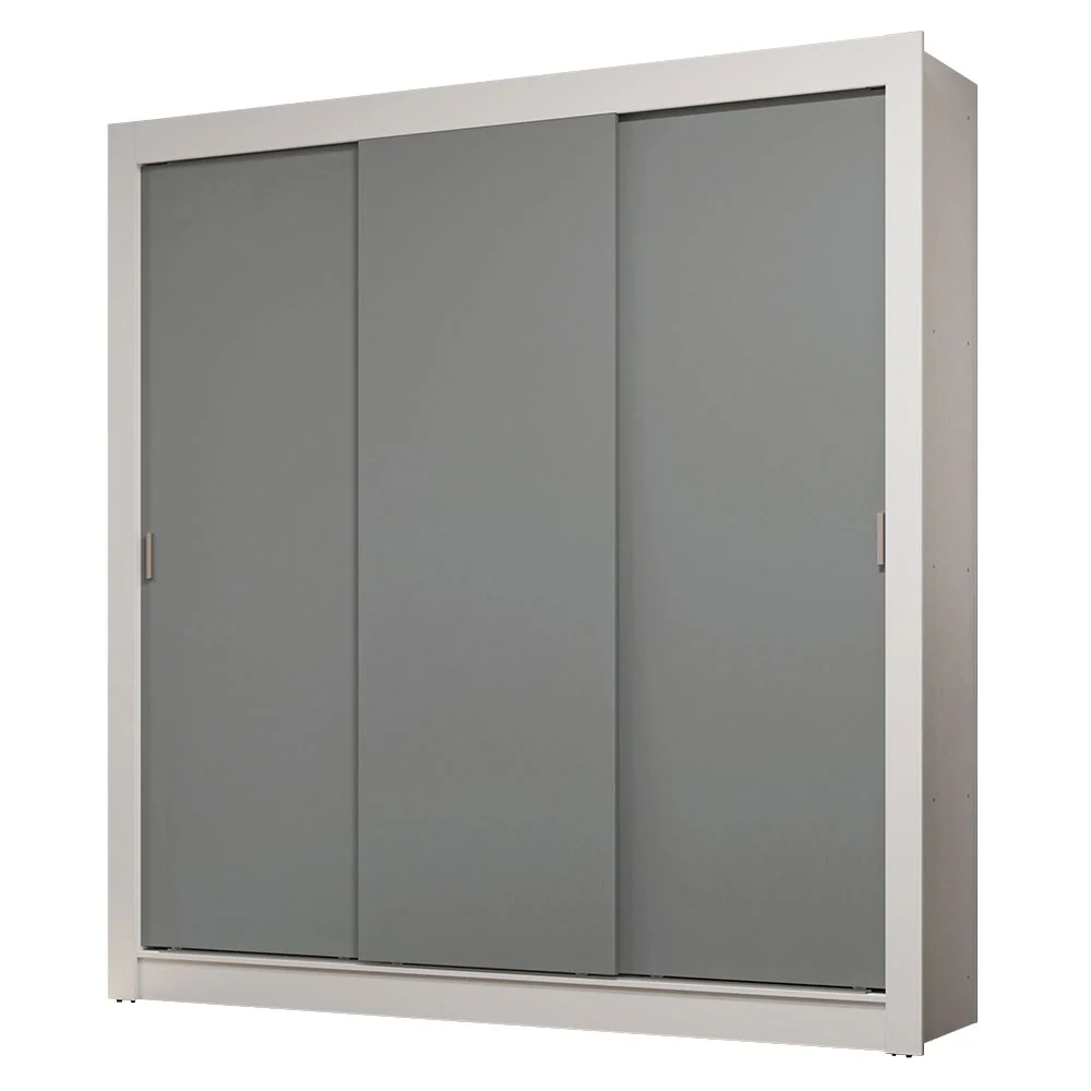 Guarda-Roupa Casal 3 Portas de Correr Branco/Cinza Sublime Madesa - Image 2