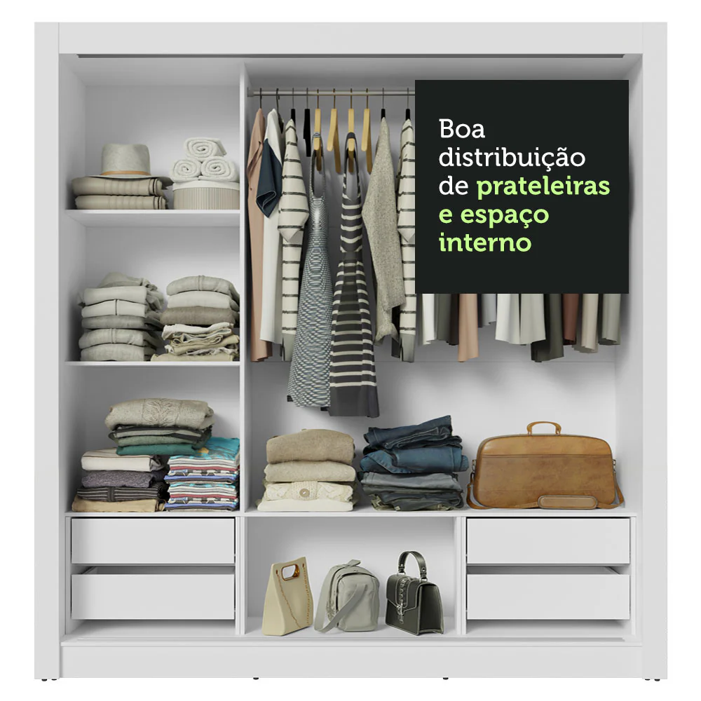 Guarda-Roupa Casal 3 Portas de Correr Branco/Preto Sublime Plus Madesa - Image 8