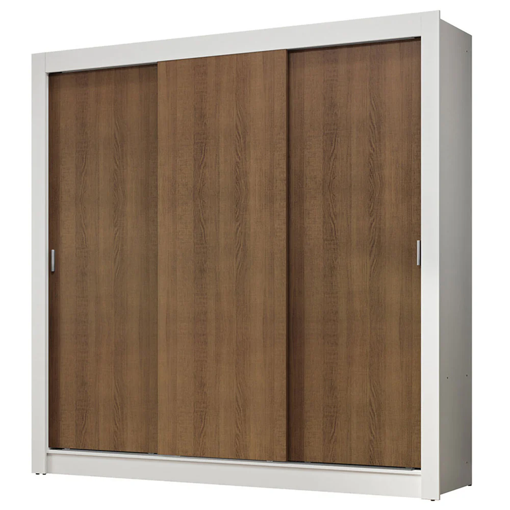 Guarda-Roupa Casal 3 Portas de Correr Branco/Rustic Nobre Madesa - Image 2