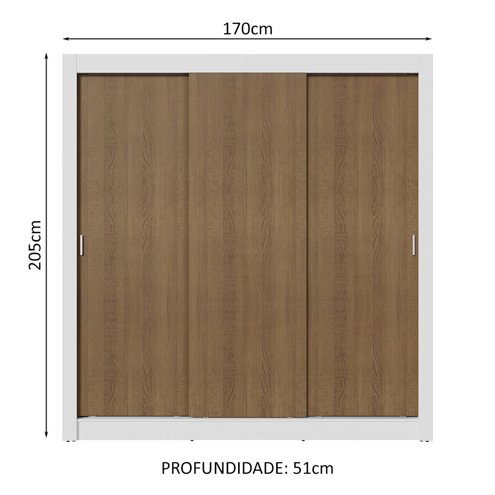 Guarda-Roupa Casal 3 Portas de Correr Branco/Rustic Sublime Plus Madesa - Image 3