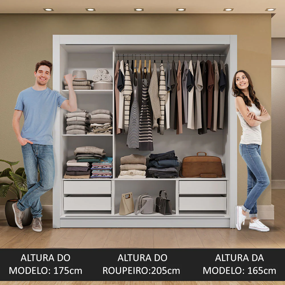 Guarda-Roupa Casal 3 Portas de Correr Branco Sublime Plus Madesa - Image 5