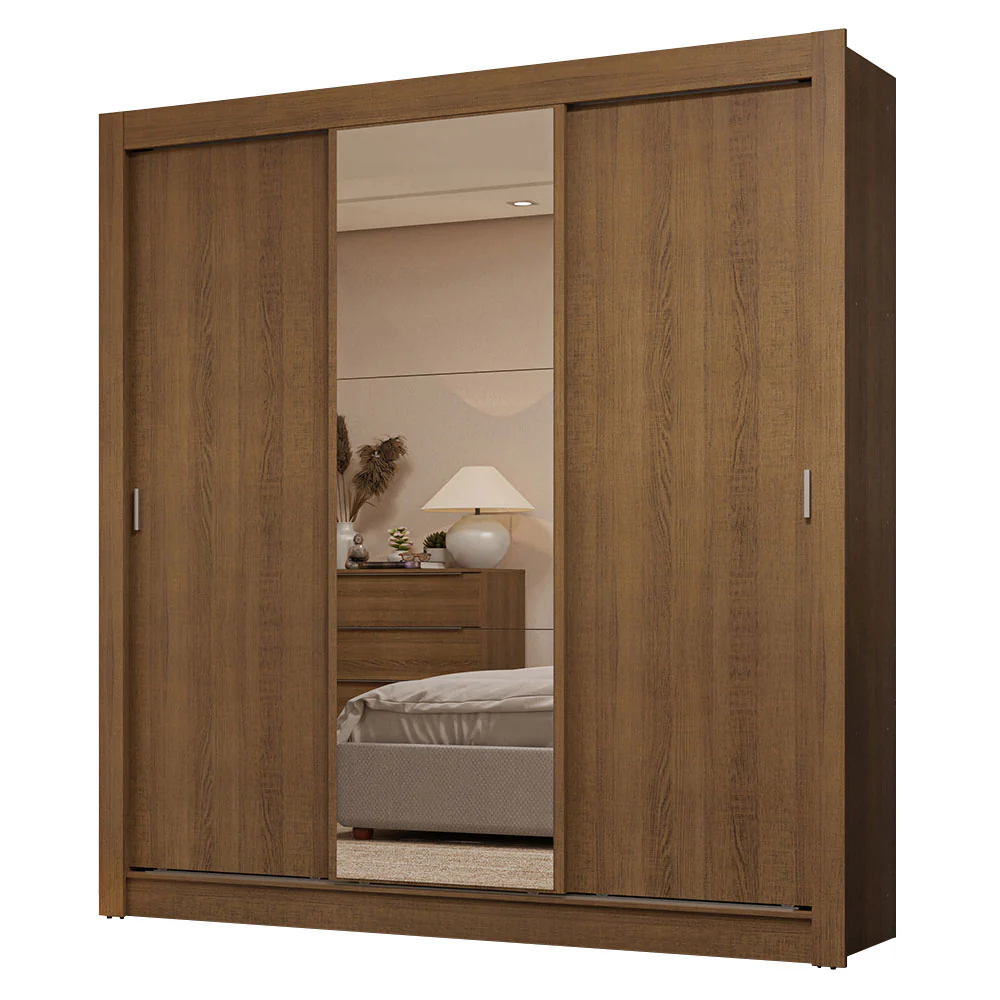 Guarda-Roupa Casal 3 Portas de Correr com Espelho 2 Gavetas Rustic Sublime Madesa - Image 2