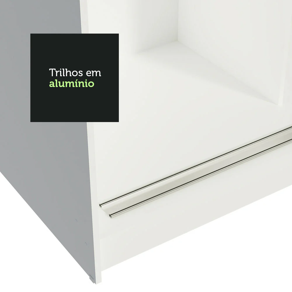 Guarda-Roupa Casal 3 Portas de Correr com Espelho Branco Orion Madesa - Image 9