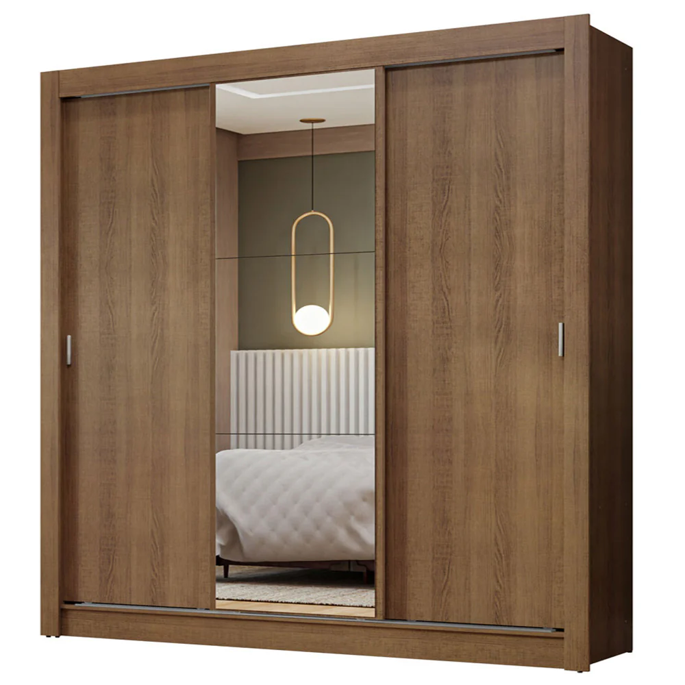 Guarda-Roupa Casal 3 Portas de Correr com Espelho Rustic Nobre Madesa - Image 2