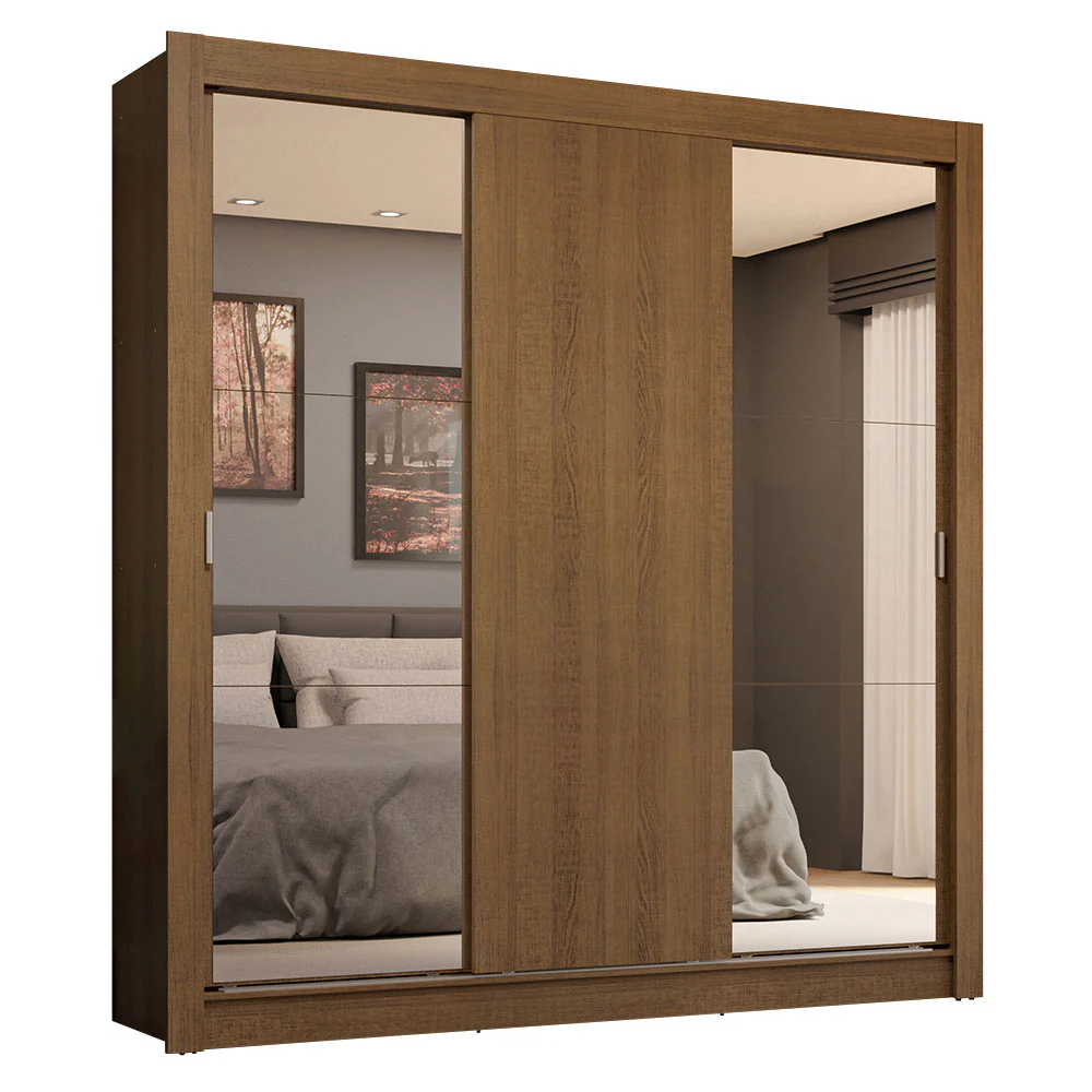 Guarda-Roupa Casal 3 Portas de Correr com Espelhos 4 Gavetas Rustic Sublime Plus Madesa - Image 2