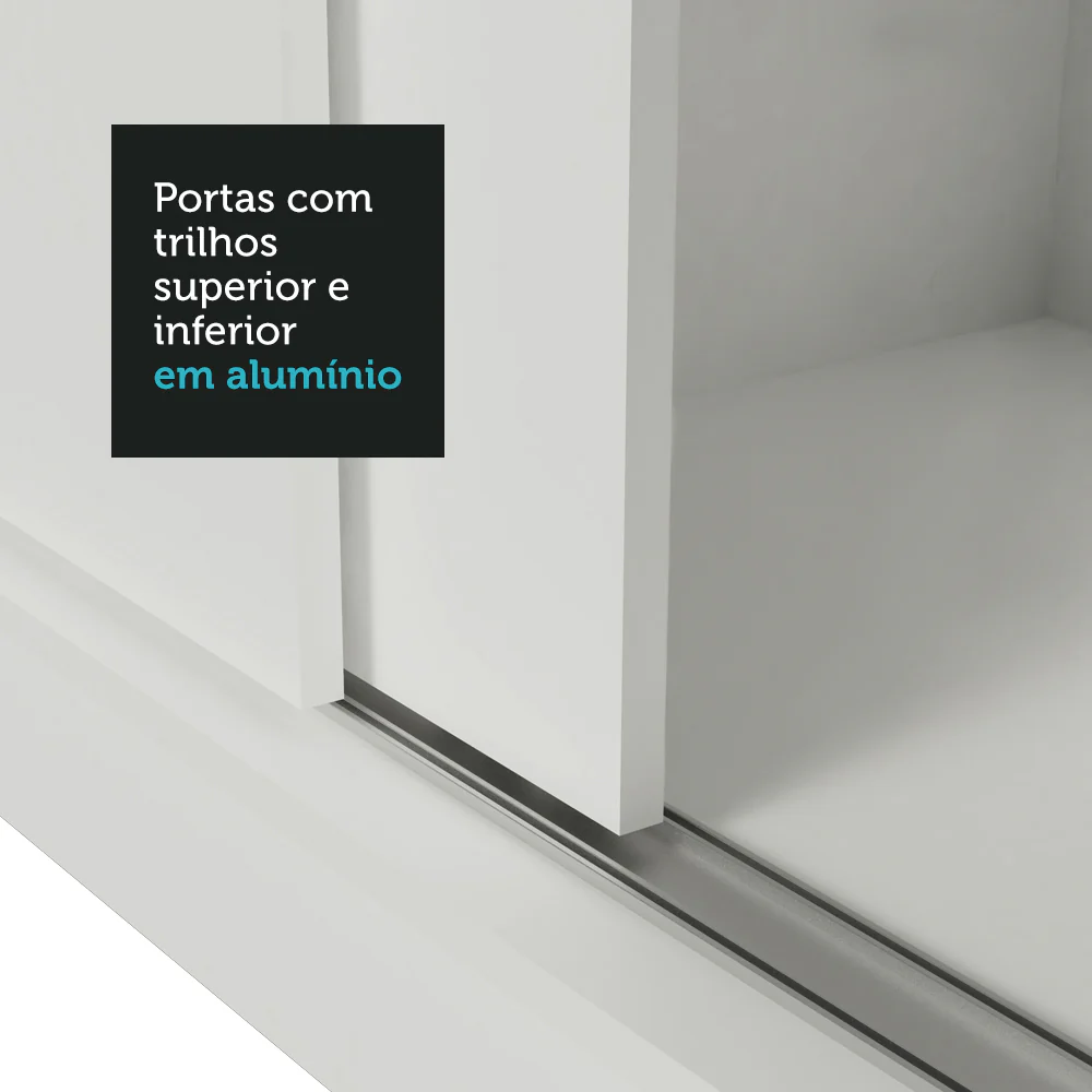 Guarda-Roupa Casal 3 Portas de Correr de Espelho Branco Nobre Madesa - Image 9