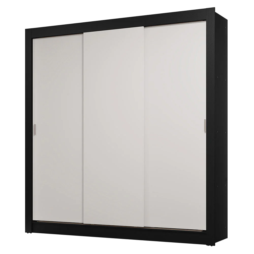 Guarda-Roupa Casal 3 Portas de Correr Preto/Branco Sublime Madesa - Image 2