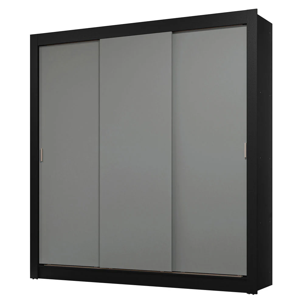 Guarda-Roupa Casal 3 Portas de Correr Preto/Cinza Sublime Madesa - Image 2