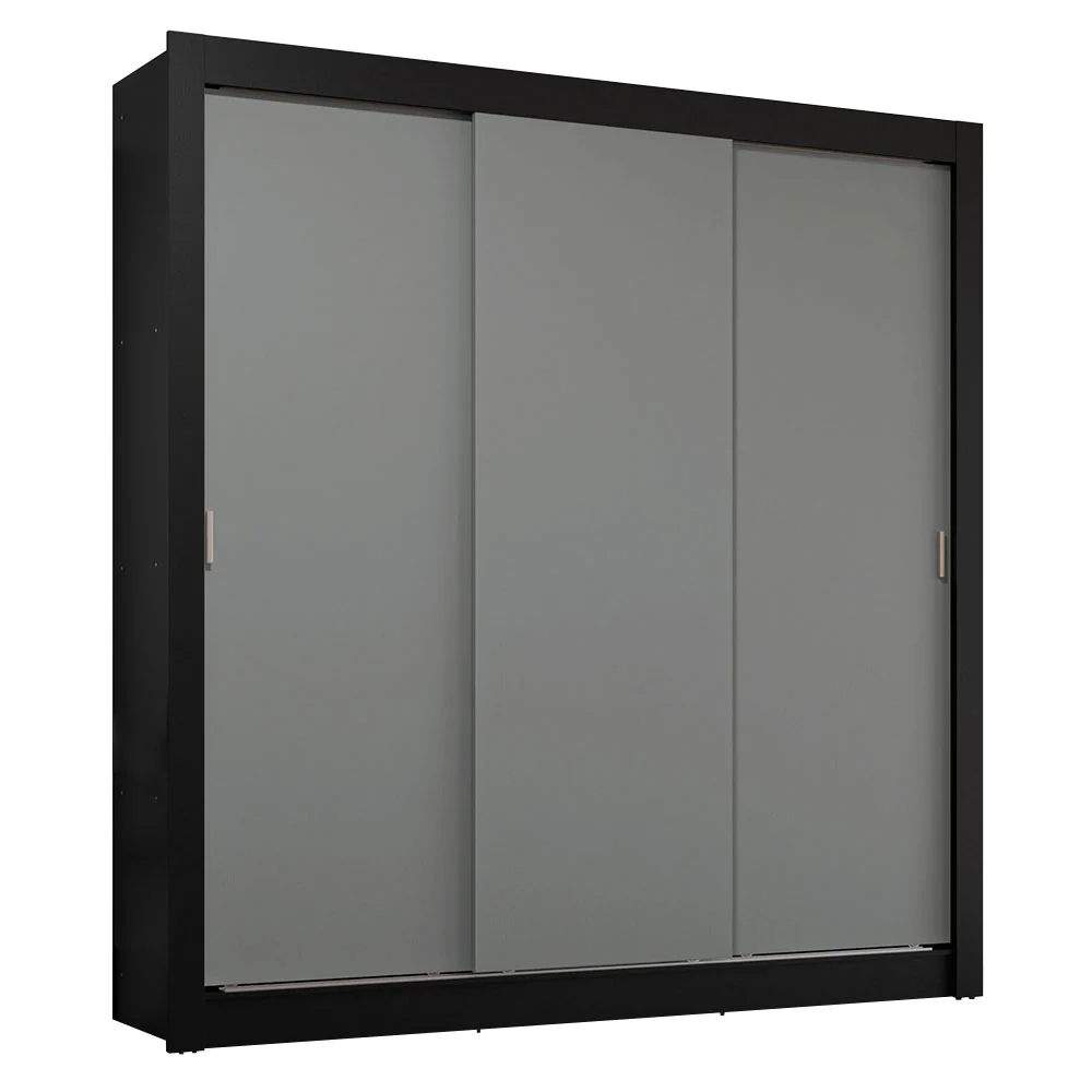 Guarda-Roupa Casal 3 Portas de Correr Preto/Cinza Sublime Plus Madesa - Image 2