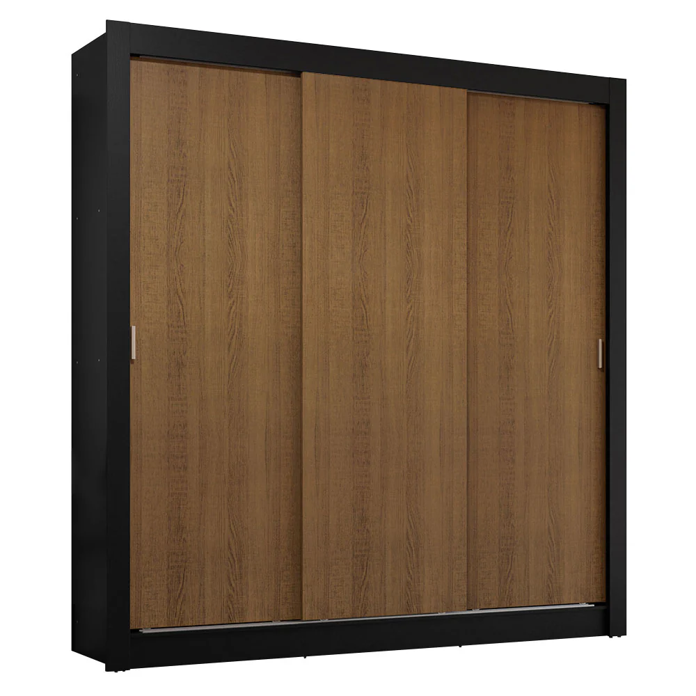 Guarda-Roupa Casal 3 Portas de Correr Preto/Rustic Sublime Plus Madesa - Image 2