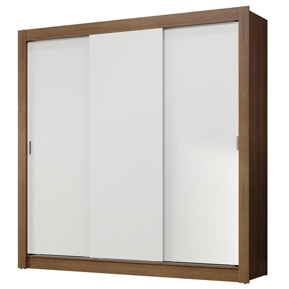 Guarda-Roupa Casal 3 Portas de Correr Rustic/Branco Nobre Madesa - Image 2