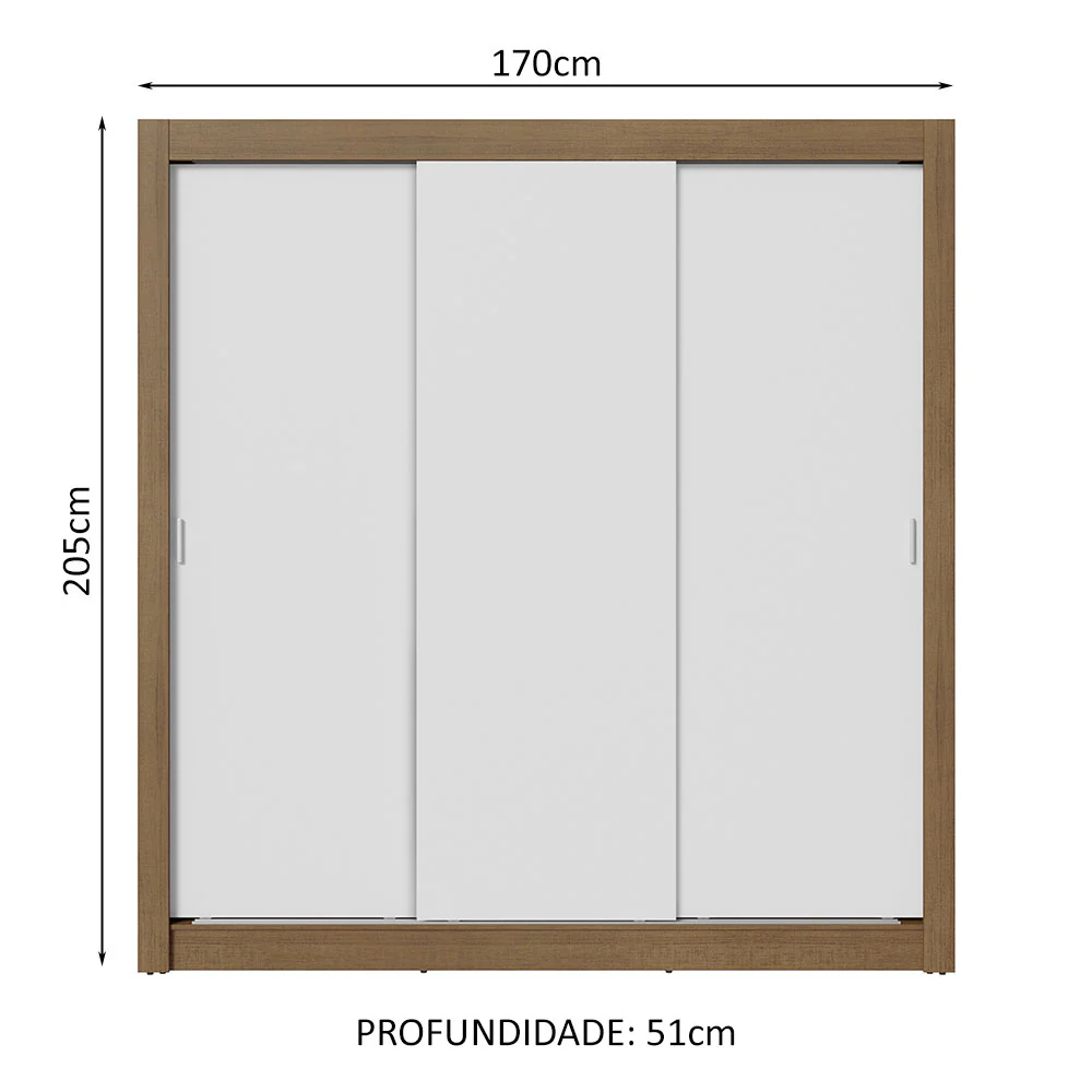 Guarda-Roupa Casal 3 Portas de Correr Rustic/Branco Sublime Plus Madesa - Image 3