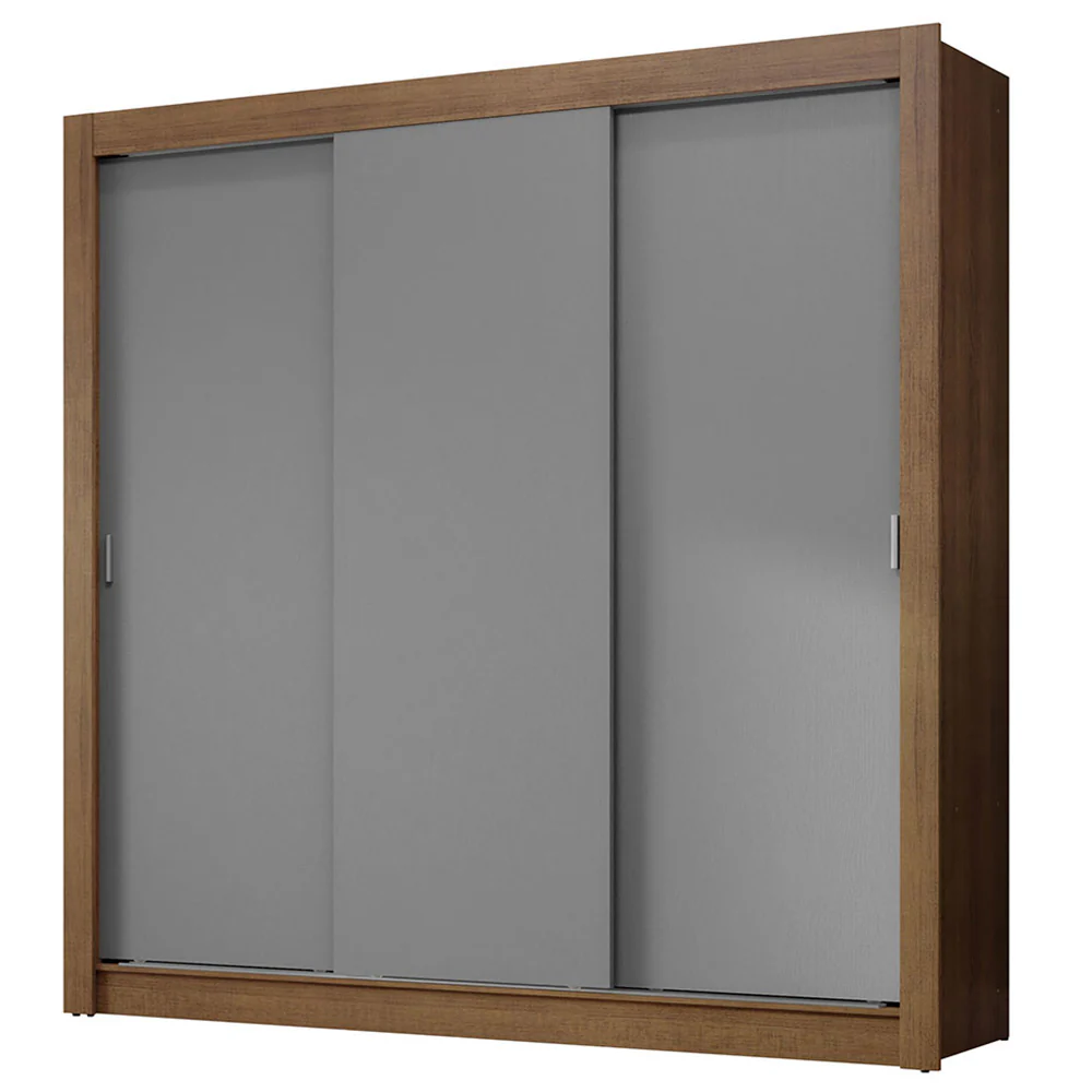 Guarda-Roupa Casal 3 Portas de Correr Rustic/Cinza Nobre Madesa - Image 2