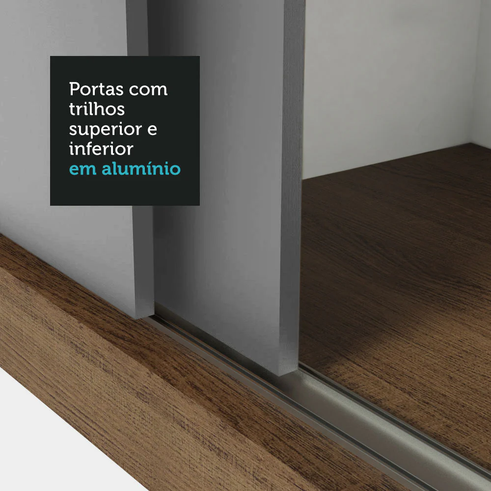 Guarda-Roupa Casal 3 Portas de Correr Rustic/Cinza Sublime Madesa - Image 9