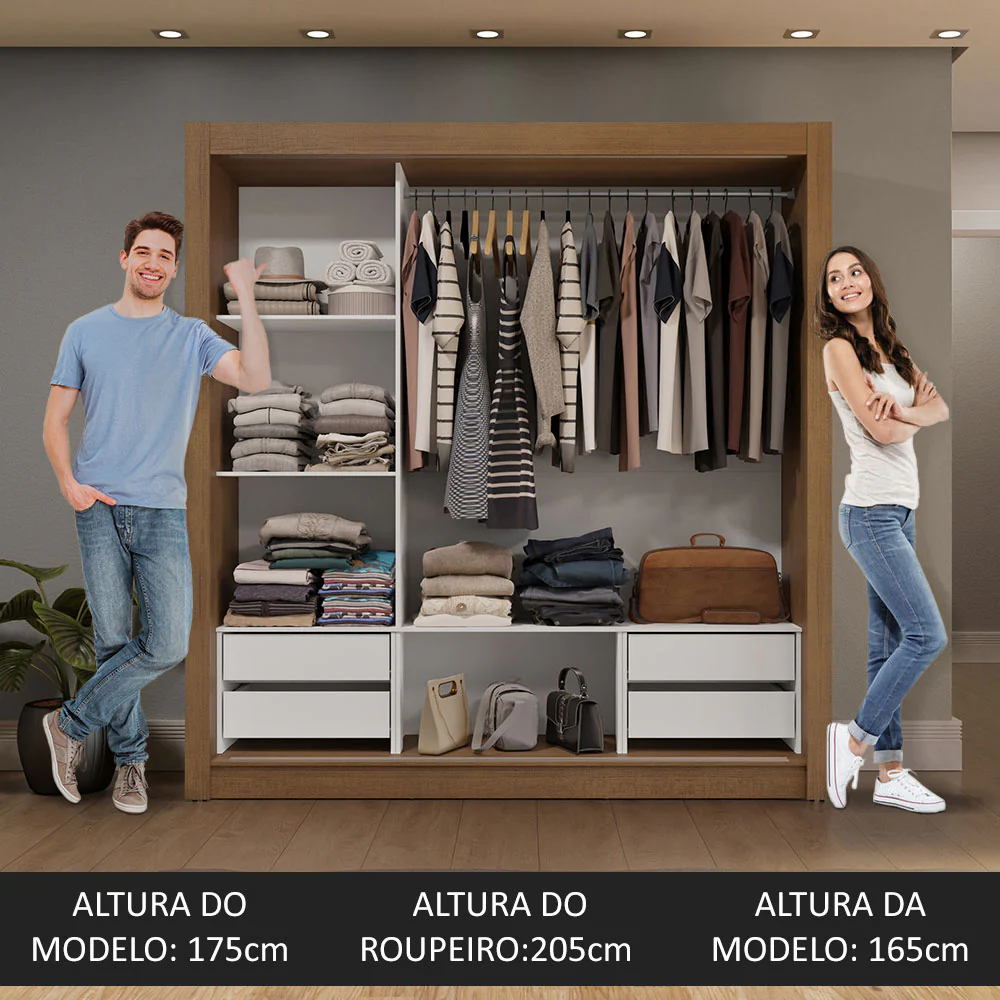 Guarda-Roupa Casal 3 Portas de Correr Rustic/Cinza Sublime Plus Madesa - Image 5