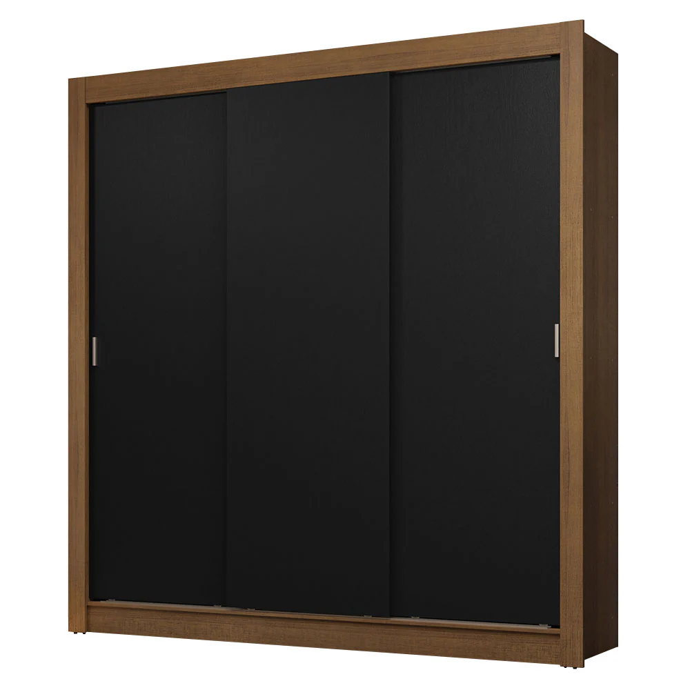 Guarda-Roupa Casal 3 Portas de Correr Rustic/Preto Sublime Madesa - Image 2