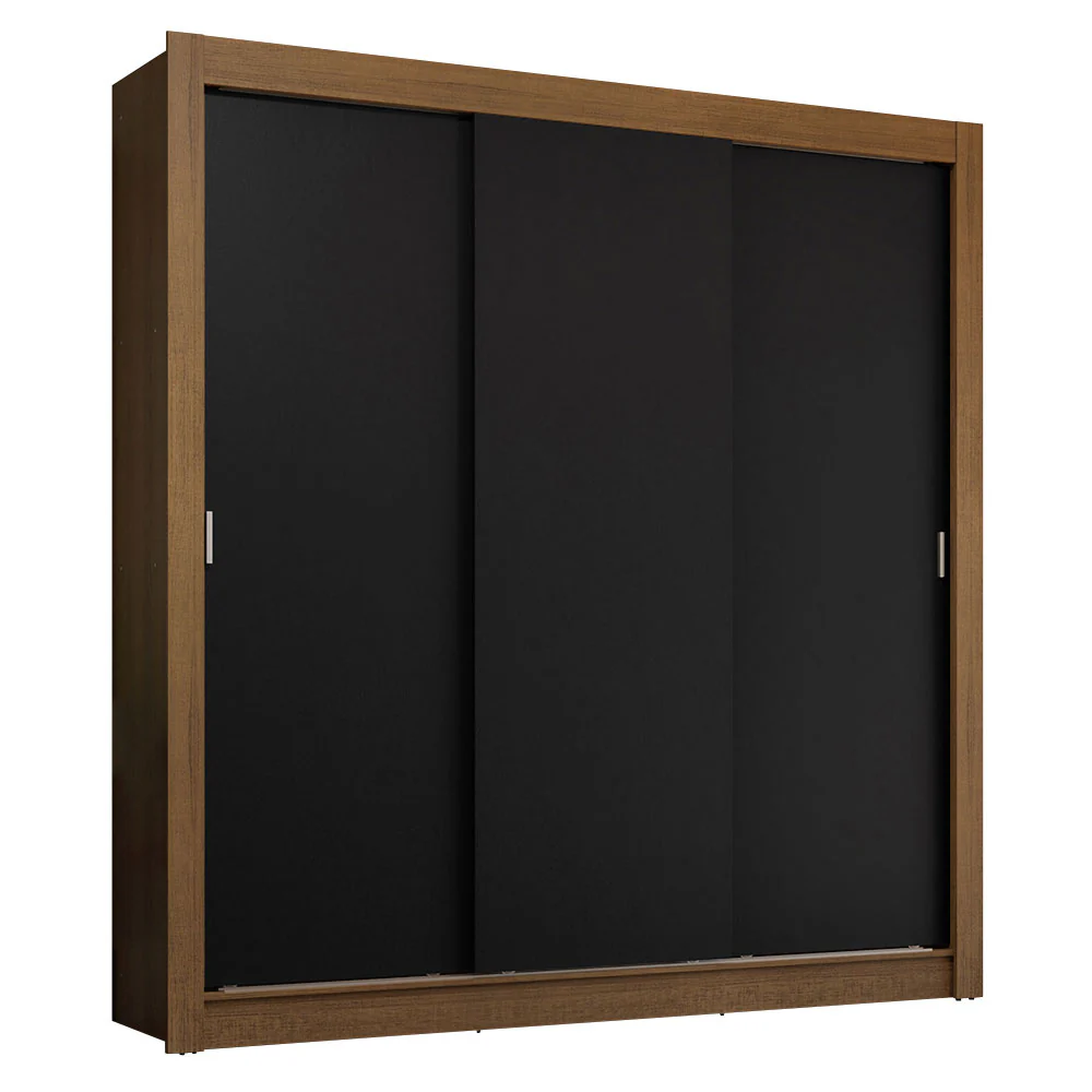 Guarda-Roupa Casal 3 Portas de Correr Rustic/Preto Sublime Plus Madesa - Image 2