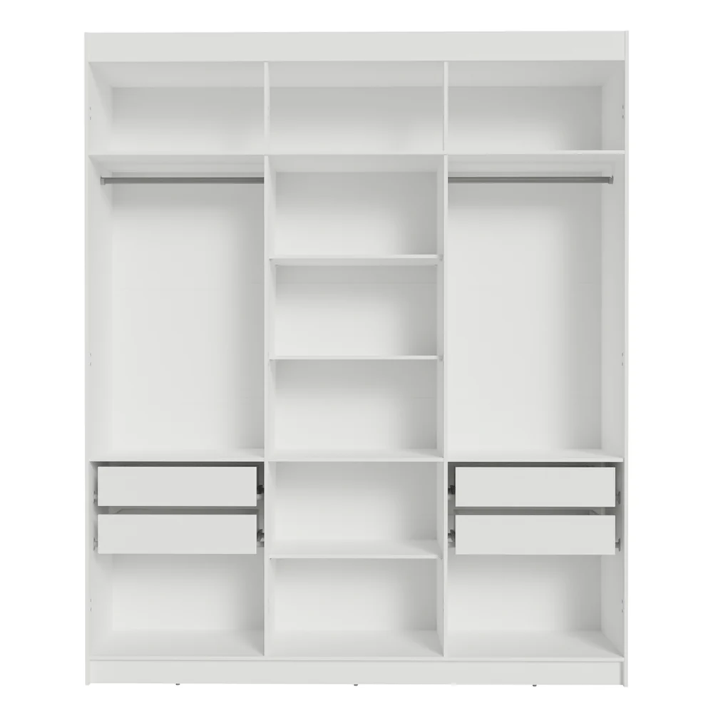 Guarda-Roupa Casal 6 Portas Batentes com Espelho Branco/Branco/Rustic Venus Madesa - Image 8