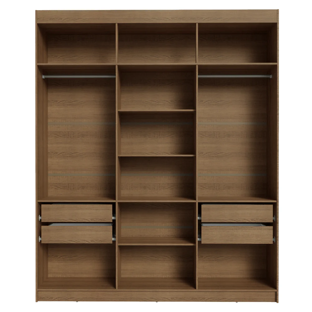 Guarda-Roupa Casal 6 Portas Batentes com Espelho Rustic/Preto/Preto Venus Madesa - Image 8
