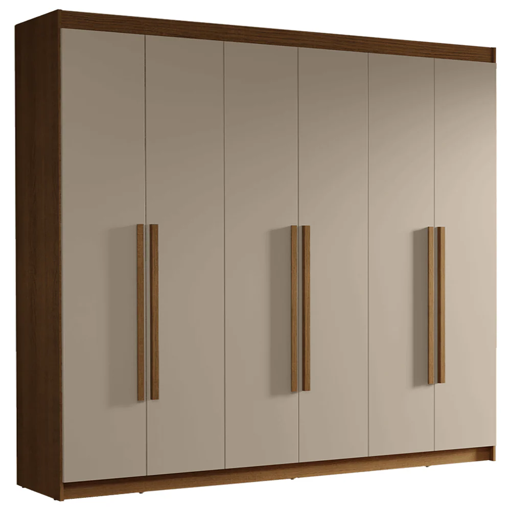 Guarda-Roupa Casal 6 Portas Batentes Rustic/Crema/Rustic Venus Madesa - Image 2