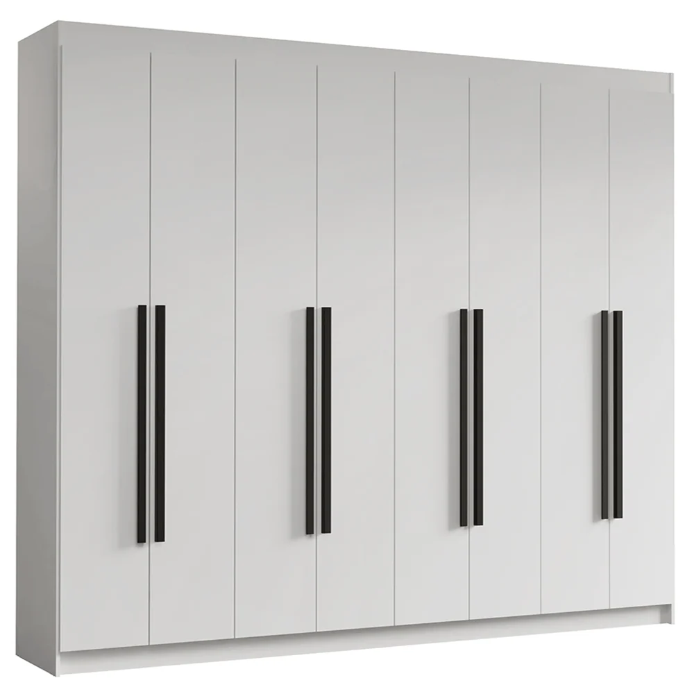Guarda-Roupa Casal 8 Portas Batentes Branco/Branco/Preto Venus Madesa - Image 2