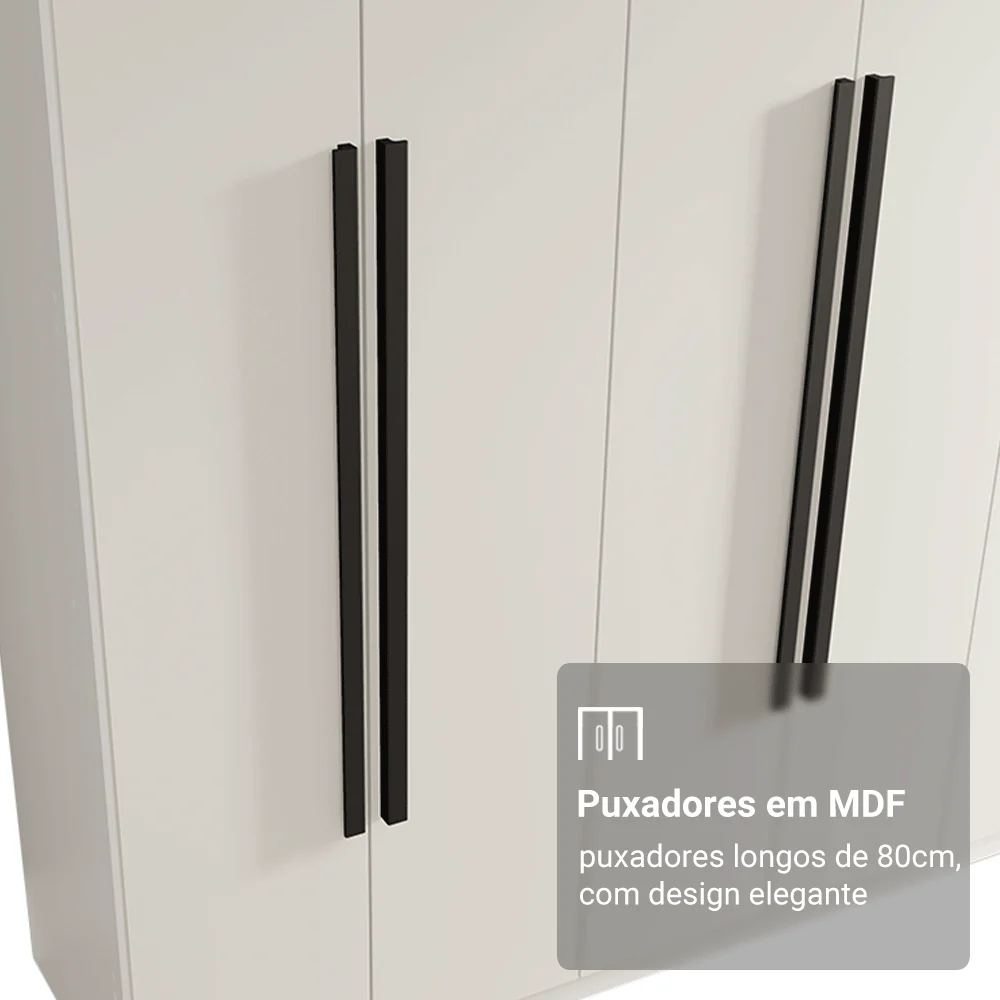 Guarda-Roupa Casal 8 Portas Batentes Branco/Branco/Preto Venus Madesa - Image 6