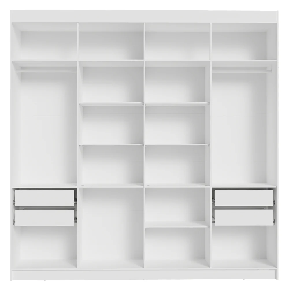 Guarda-Roupa Casal 8 Portas Batentes Branco/Branco/Preto Venus Madesa - Image 8