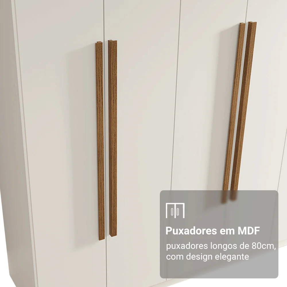 Guarda-Roupa Casal 8 Portas Batentes Branco/Branco/Rustic Venus Madesa - Image 5